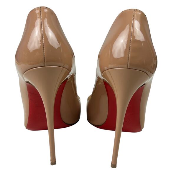 Christina Louboutin So Kate Beige Patent Leather Pointed Toe 120 MM Heels 6.5 - Picture 6 of 11